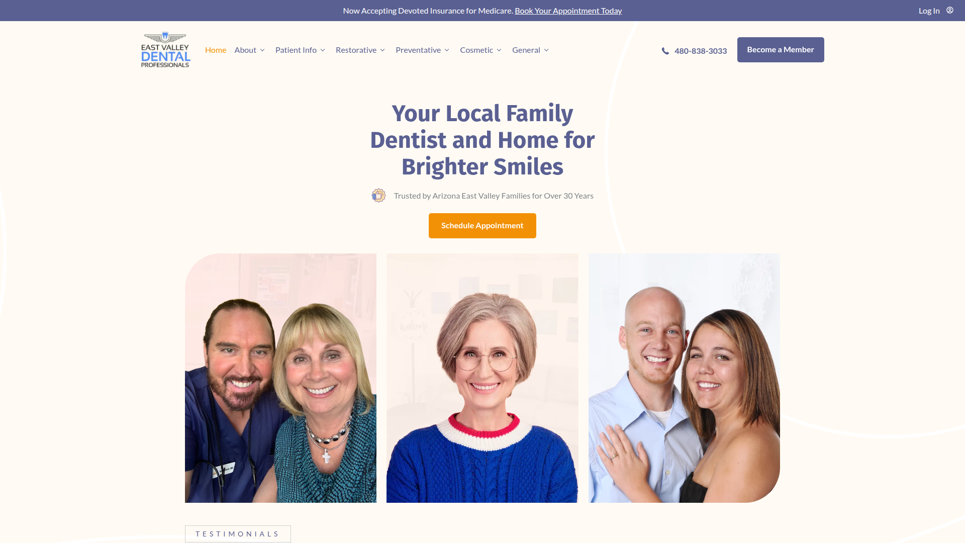 East Valley Dental website screenshot