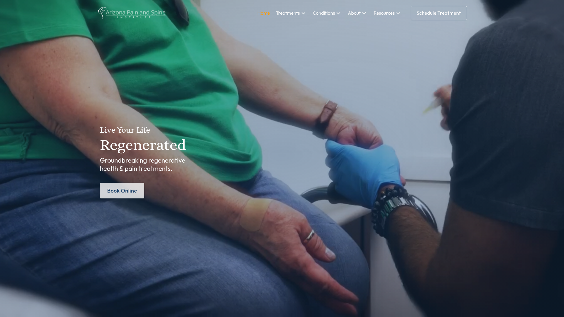 Arizona Pain & Spine website screenshot