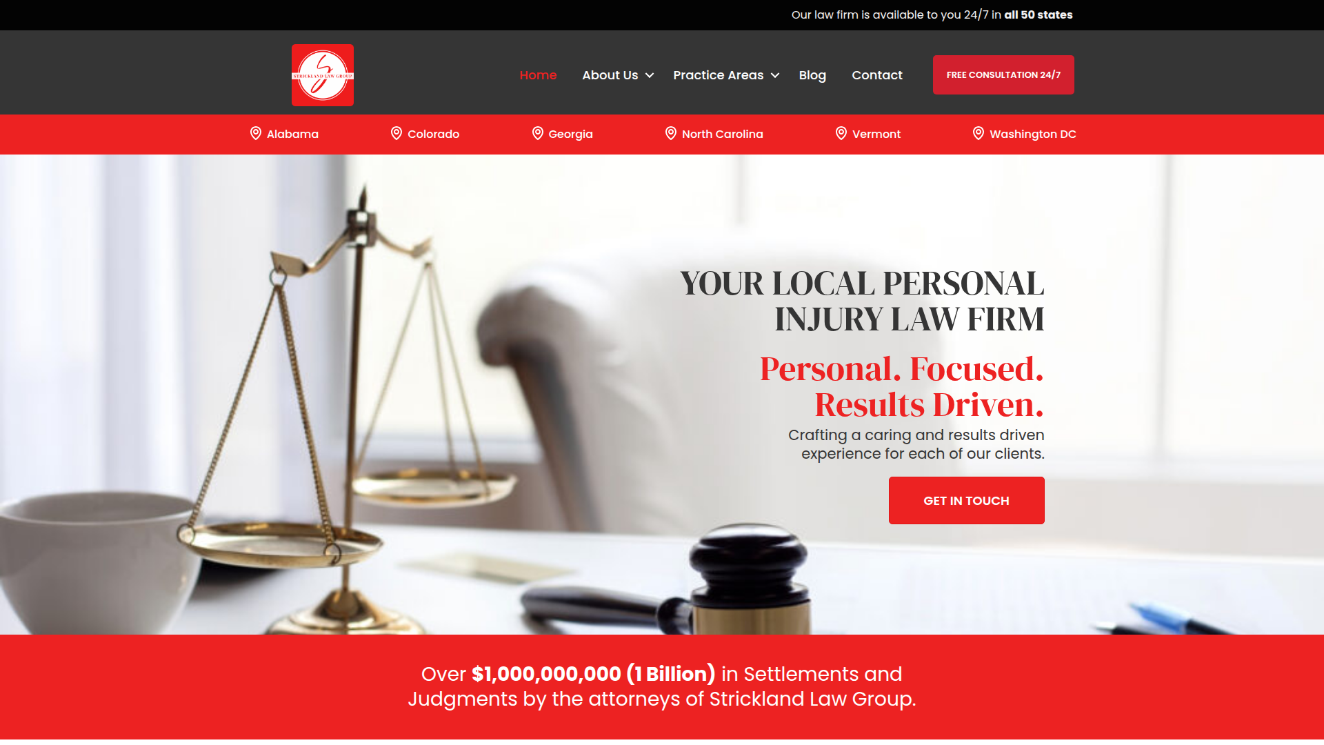 Strickland Law Group website screenshot
